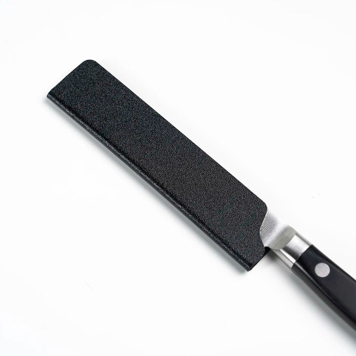 Side view of the 120mm Edge Guard for petty knives, showcasing durable cover material.