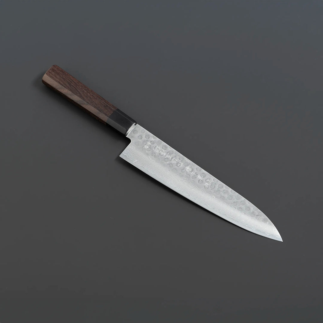 Fujikan Aus-10 Damascus Steel Gyuto Knife with ergonomic handle and razor-sharp edge for professional chefs 210mm