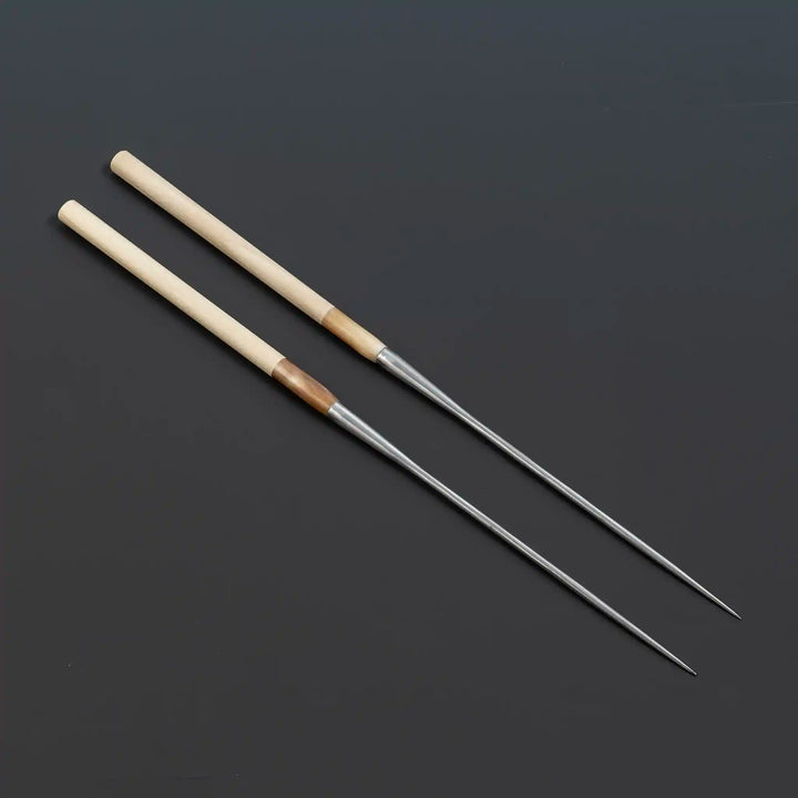 Handcrafted White Wood Serving Chopsticks with Water Buffalo Horn Accents - 180mm