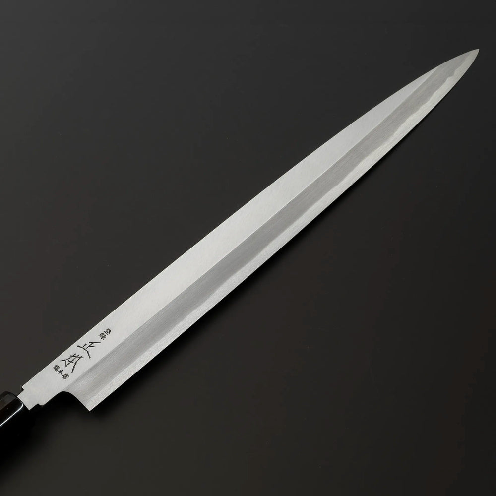 Masamoto KS Series Honkasumi White Steel No.2 Yanagiba Sashimi Knife Blade Front View