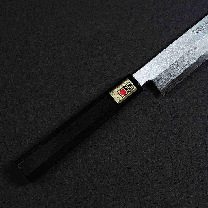 Sakai Uchihamono Aogami Super Custom Damascus Series Yanagiba 300mm handle