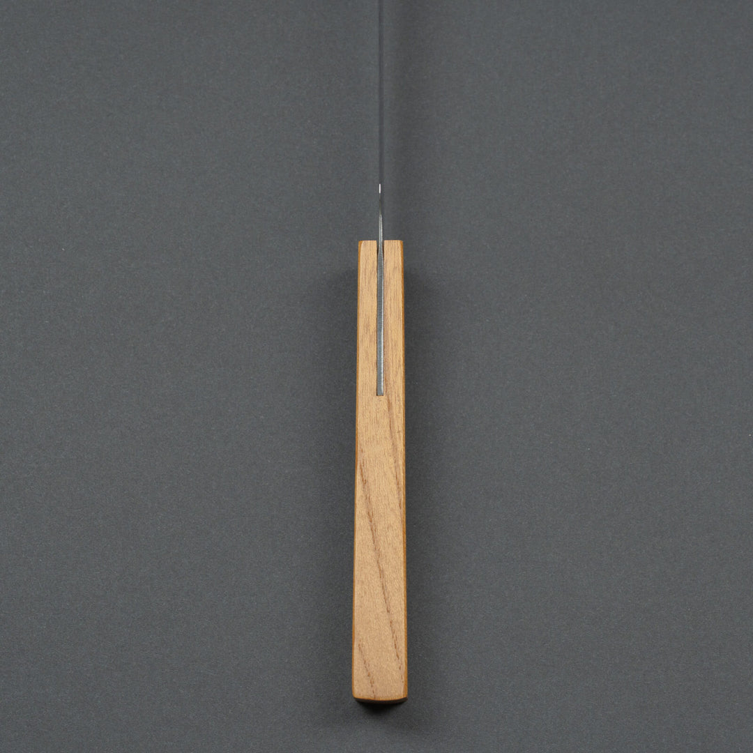 Seamless fit between stainless blade and zelkova wood handle