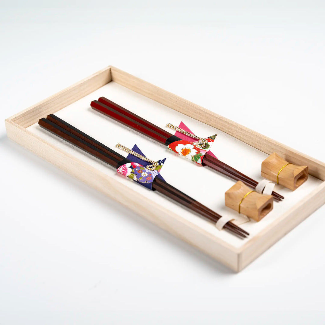 Wedding Gift Chopstick Set – 2 Pairs with Chopstick Rests